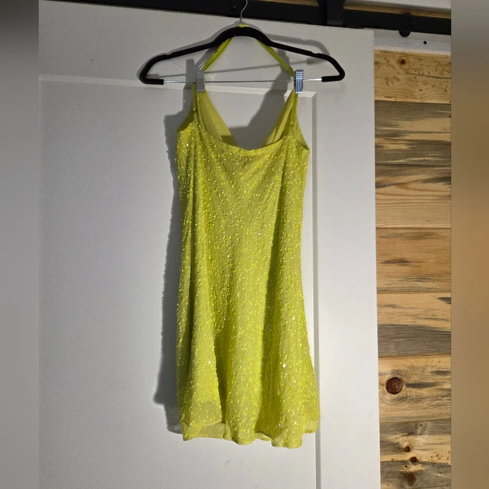 Show Me Your MuMu Lime Green Sequin Cowl Neck Mini Dress - Picture 4 of 16